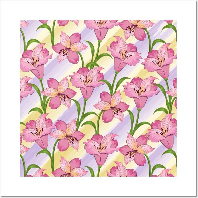 Alstroemeria Flowers Pattern Wall Art by Designoholic